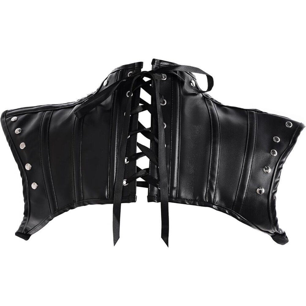 Leather Shoulder Armor Women's Steampunk Gothic Costume Jacket for Halloween - Picture 2 of 6